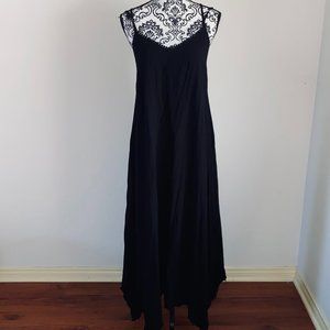 Others Follow lagenlook Black Bohemian long dress spaghetti strap Large